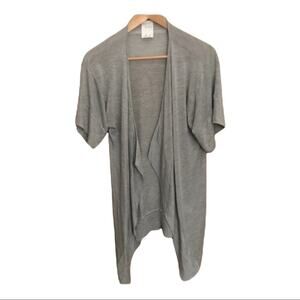 Mod Bod Gray Flowy Waterfall Open Cardigan Short Sleeve Jersey Medium - Large
